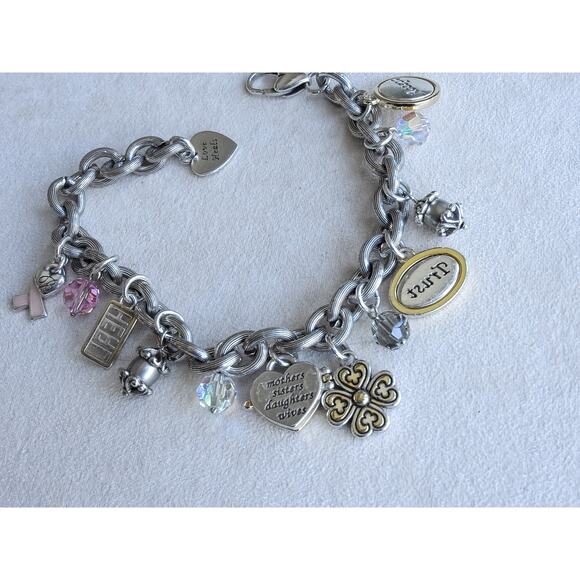 Brighton Power Pink Charm Bracelet Breast Cancer Awareness 2006 Retired 8.5" - Picture 5 of 6